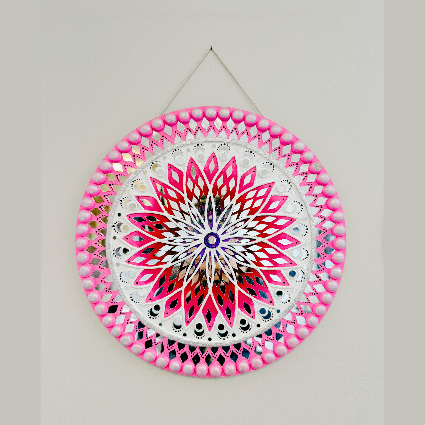 Pink Mandala Circle 16 Inch - Lippan Wall Art