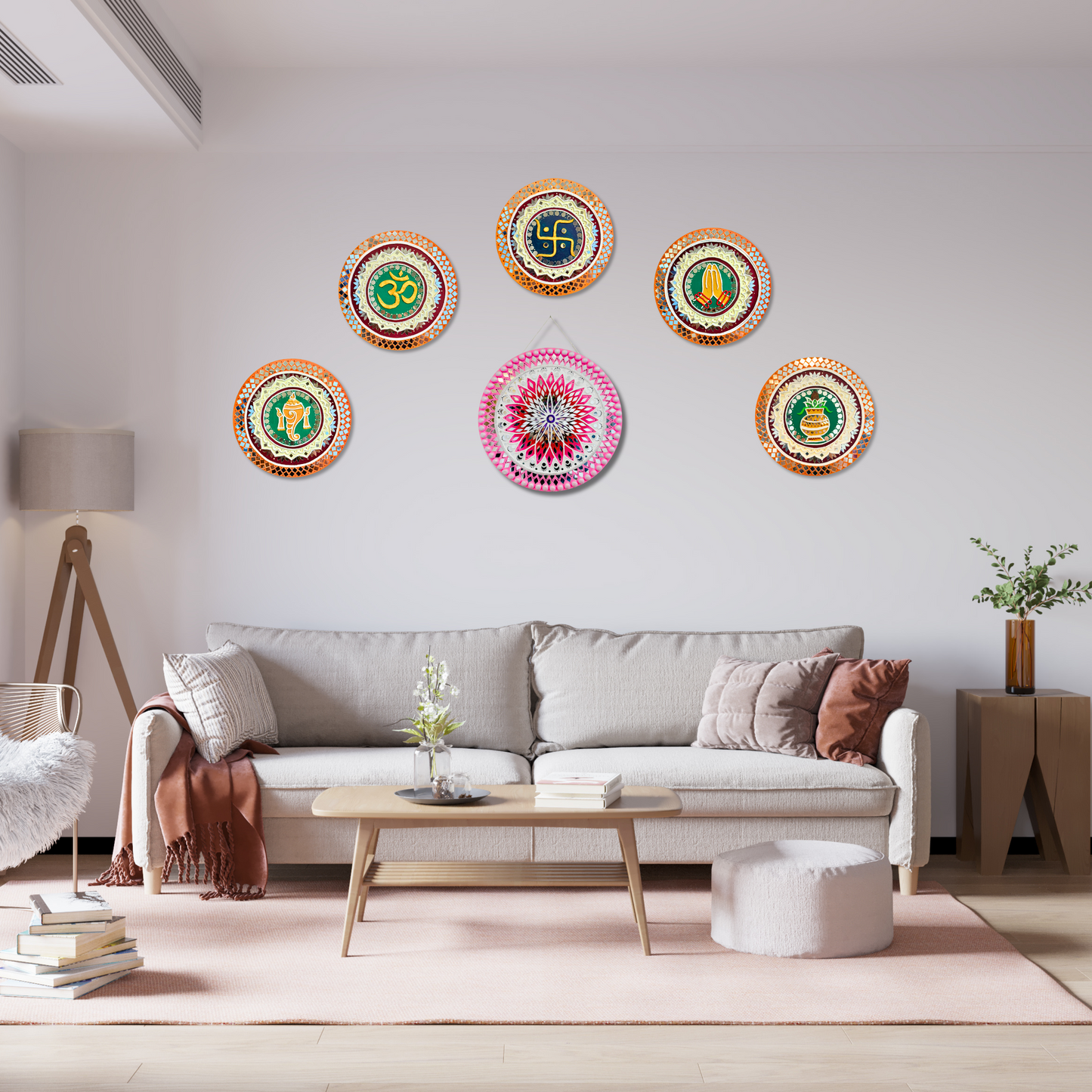 Pink Mandala Circle 16 Inch - Lippan Wall Art