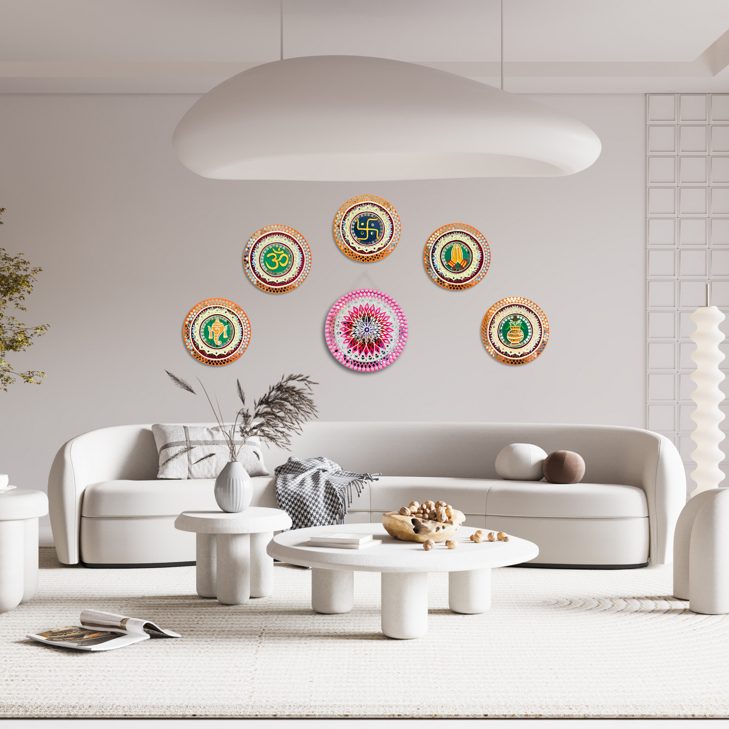 Pink Mandala Circle 16 Inch - Lippan Wall Art