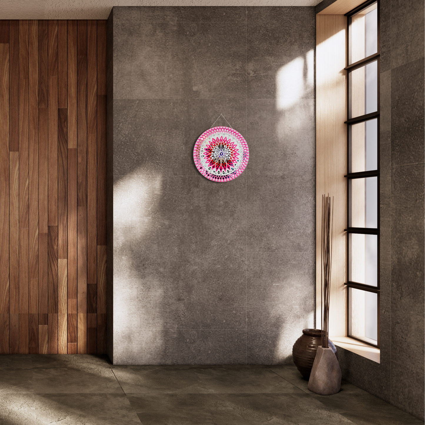 Pink Mandala Circle 16 Inch - Lippan Wall Art