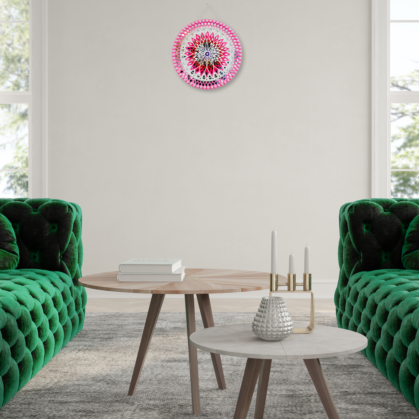 Pink Mandala Circle 16 Inch - Lippan Wall Art
