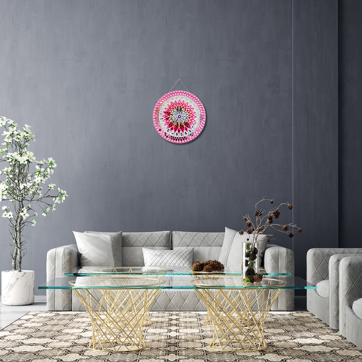 Pink Mandala Circle 16 Inch - Lippan Wall Art