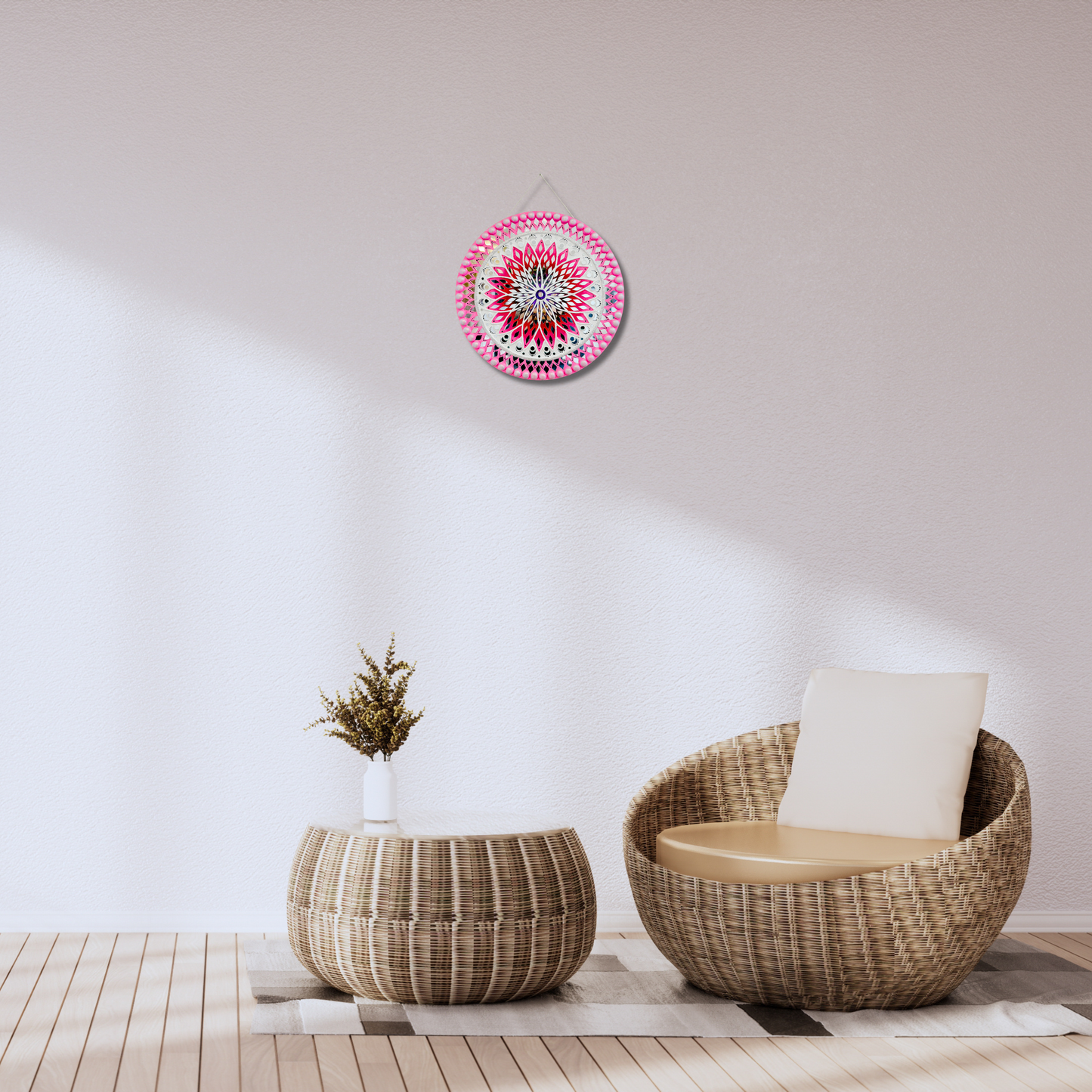 Pink Mandala Circle 16 Inch - Lippan Wall Art
