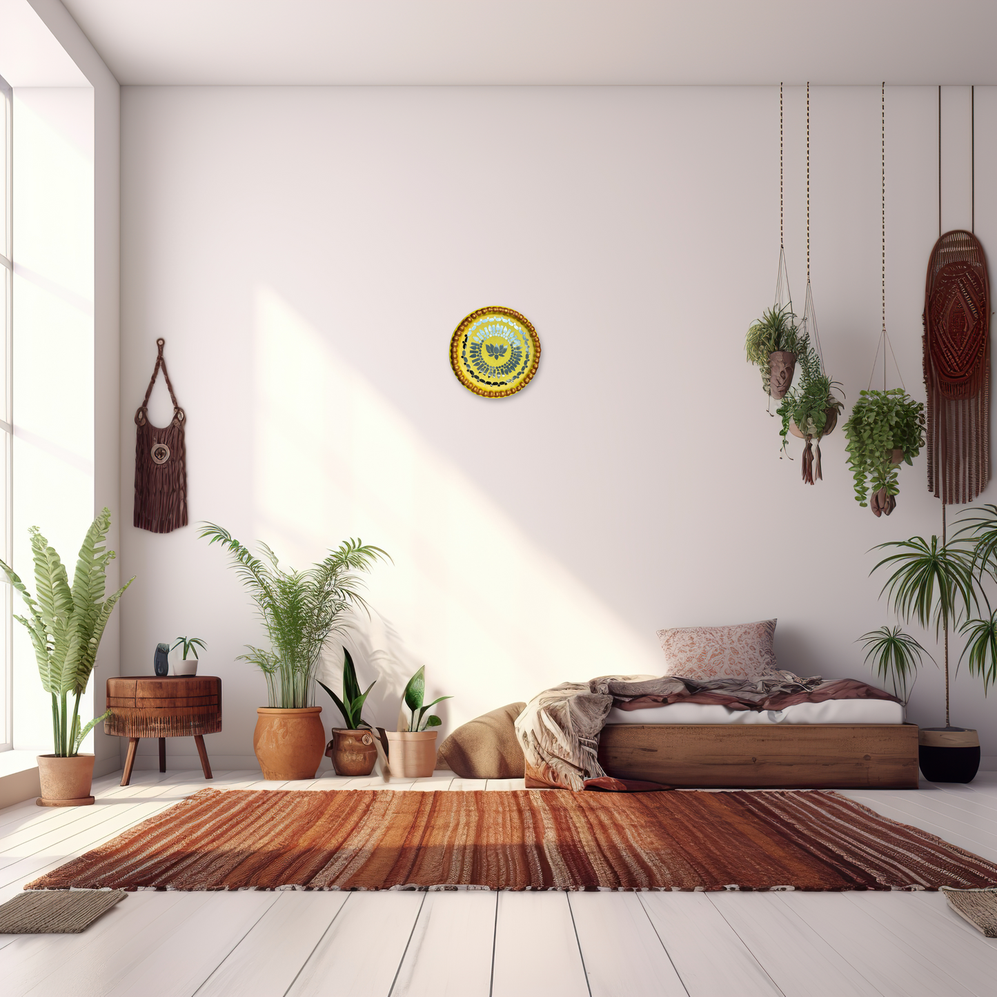 Lippan Lotus/Kamal Mirror Mandala - Yellow - Circle 9" Inch Wall Art