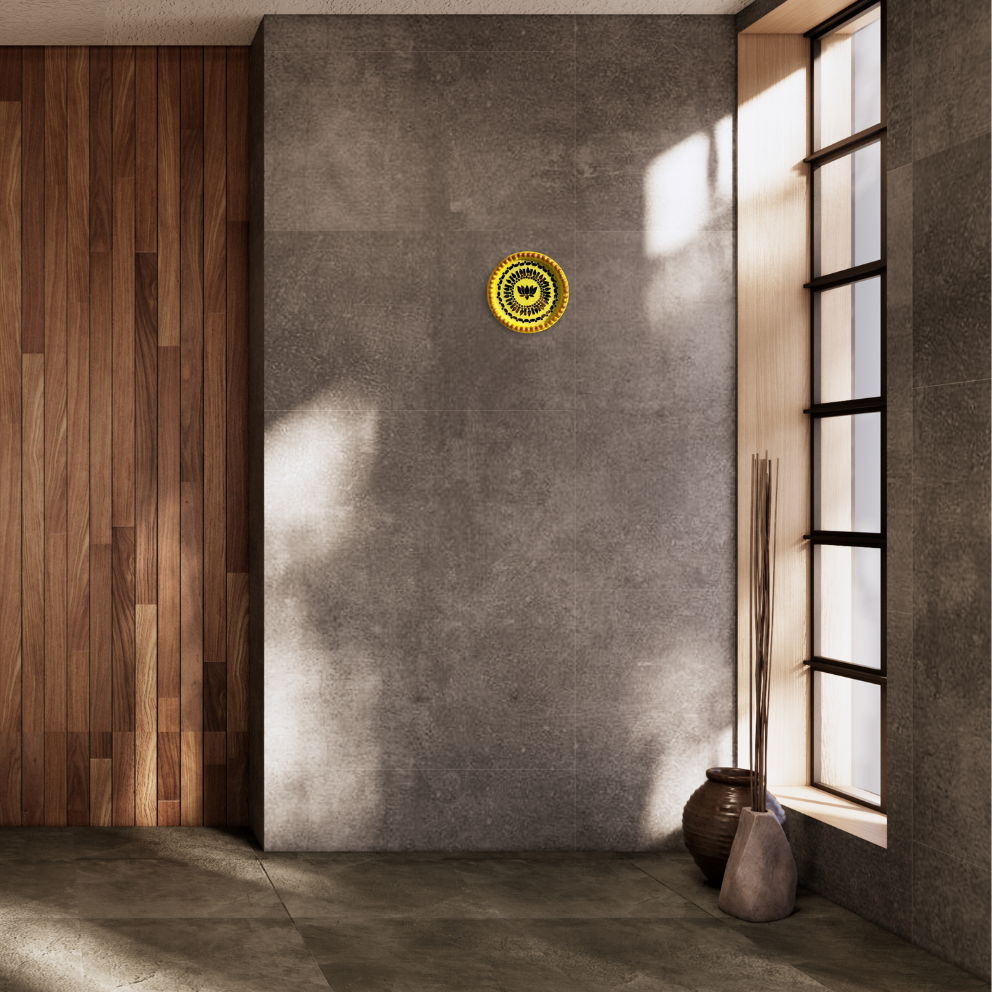 Lippan Lotus/Kamal Mirror Mandala - Yellow - Circle 9" Inch Wall Art