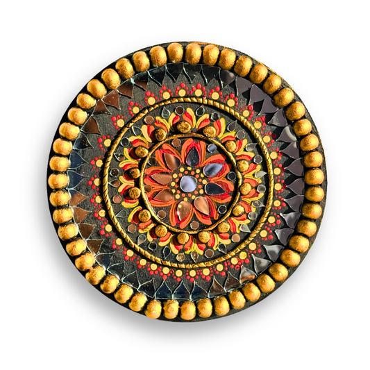 Lippan Mirror Mandala - Black-Gold - Circle 9" Inch Wall Art