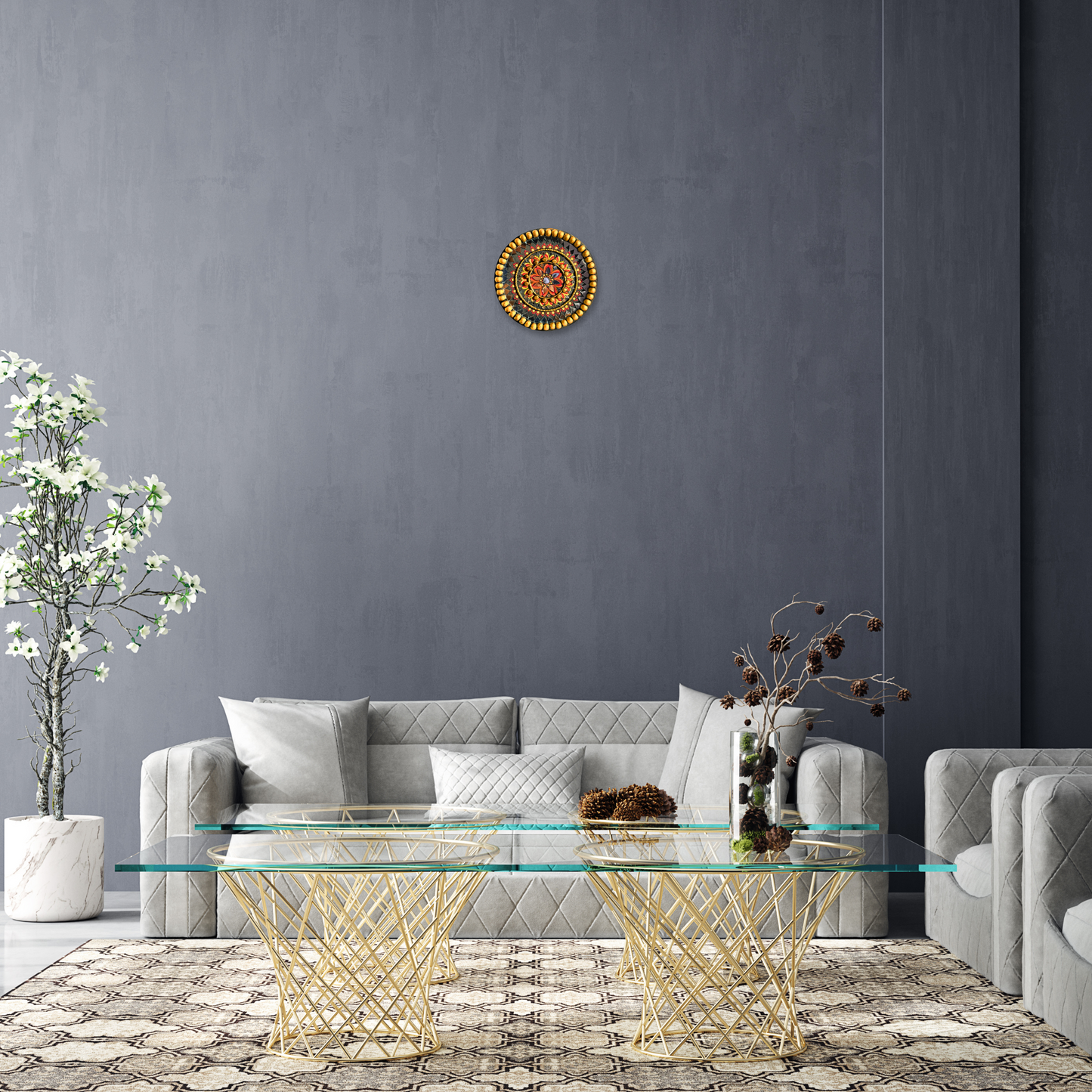 Lippan Mirror Mandala - Black-Gold - Circle 9" Inch Wall Art