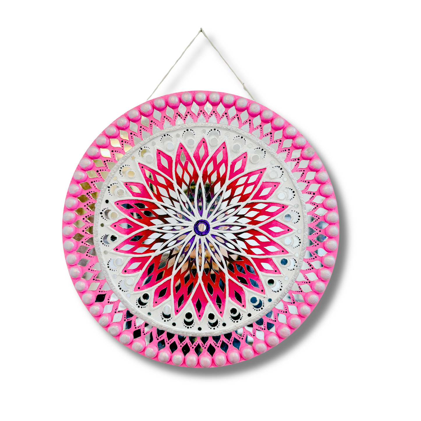 Pink Mandala Circle 16 Inch - Lippan Wall Art