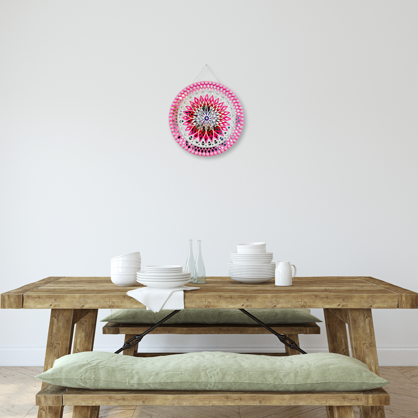 Pink Mandala Circle 16 Inch - Lippan Wall Art